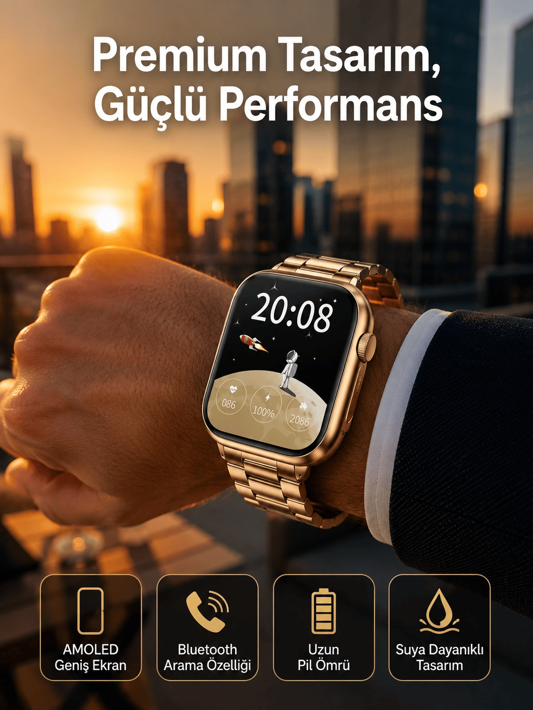 Sağlık Takipli Akıllı Saat 117 Spor Modlu AMOLED Ekran