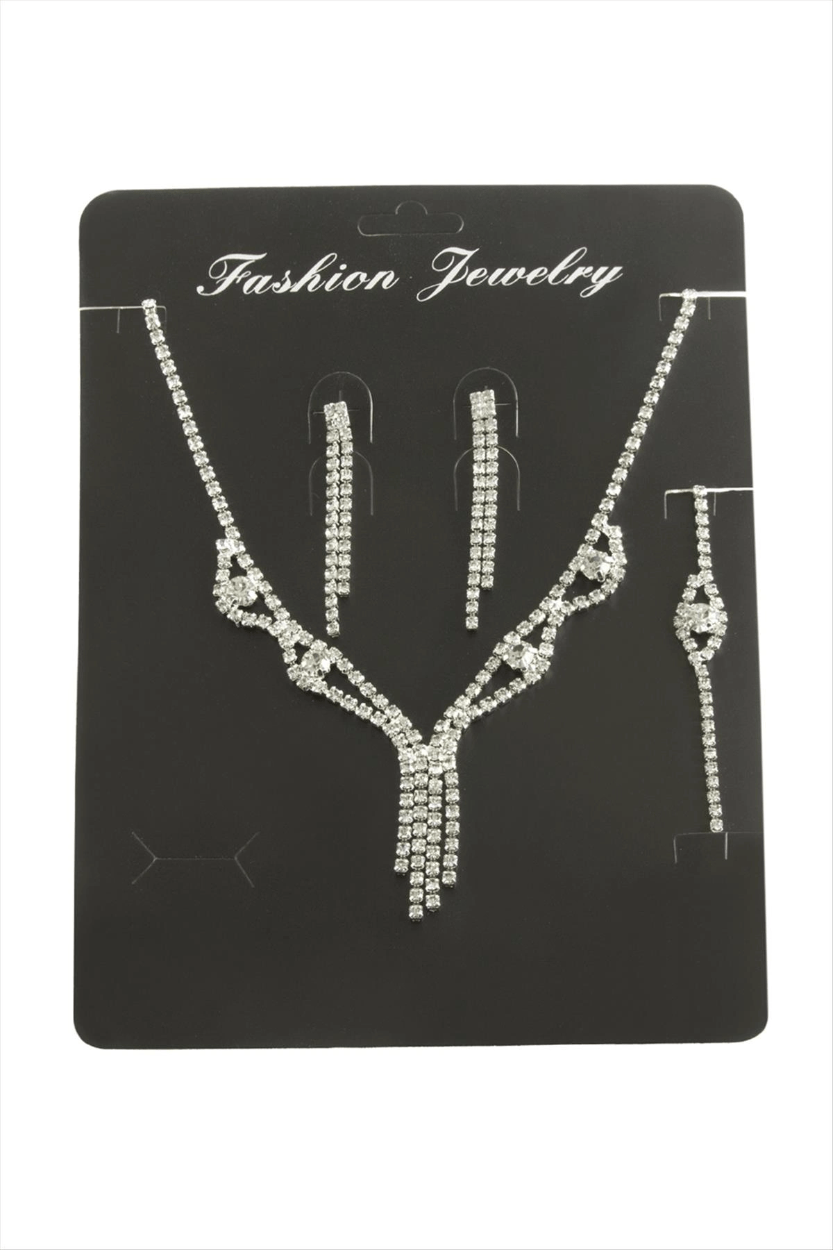 Sallantılı Taşlı Set Kolye