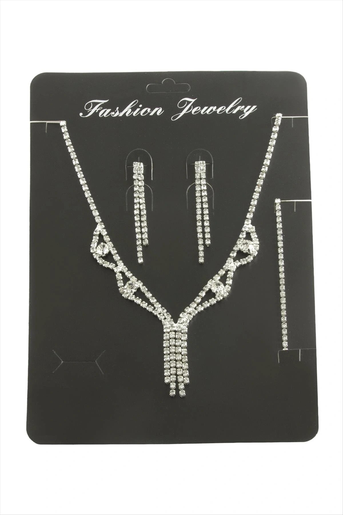 Sallantılı Taşlı Set Kolye