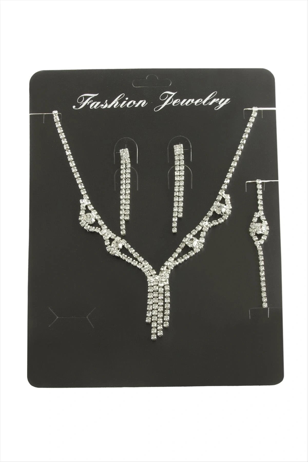 Sallantılı Taşlı Set Kolye