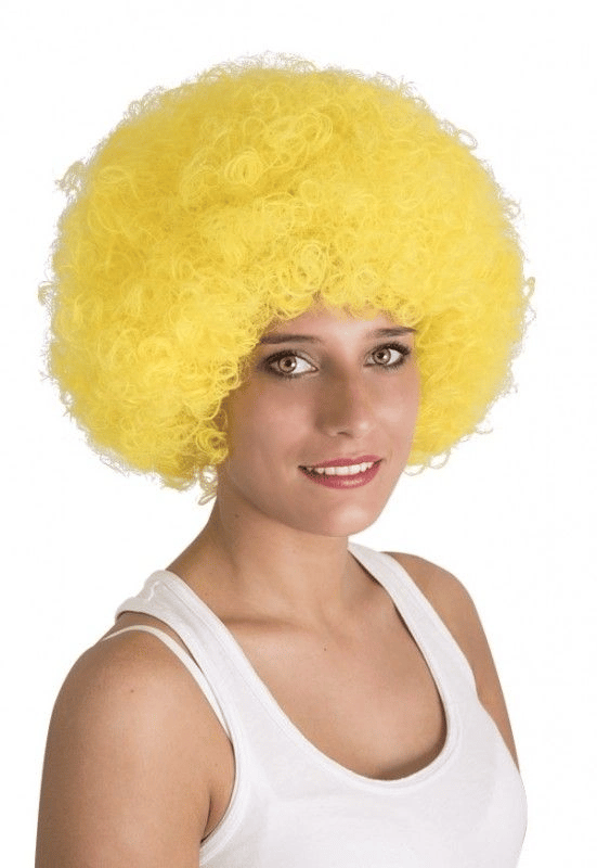 Sarı Renk Kıvırcık Afro Bonus Peruk Bx40