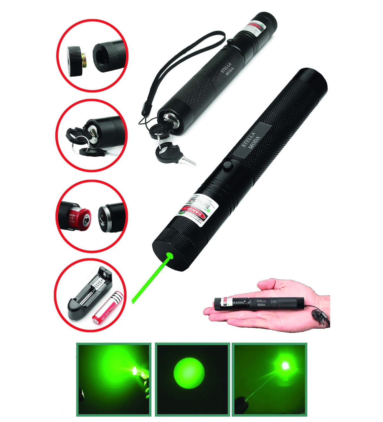 Şarjlı Yeşil Lazer Pointer 100 Mw Bx40