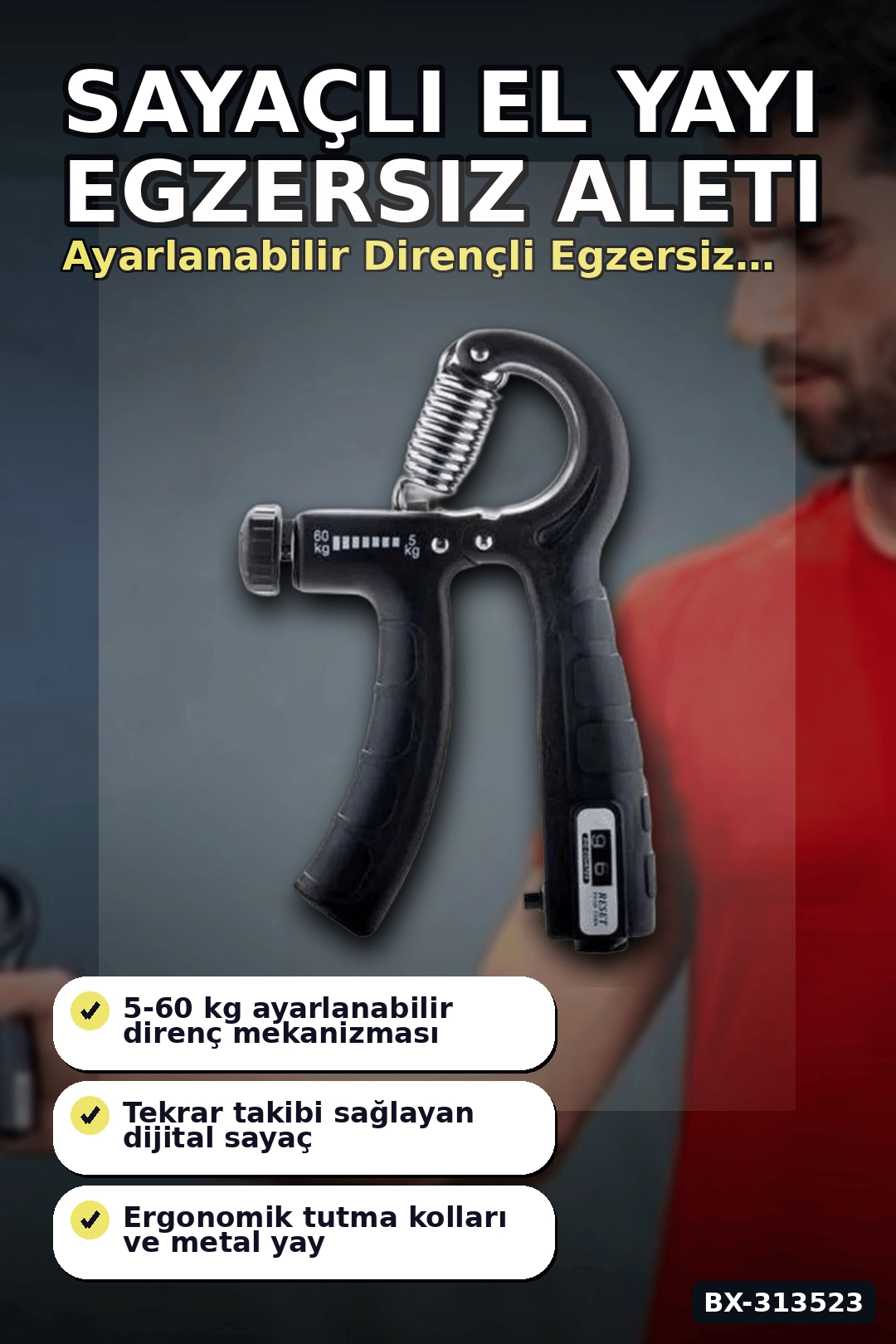 Sayaçlı 15.5 Cm El Yayı Egzersiz Aleti - Tekli Paket, Fitness Spor Ekipmanı BX-313523