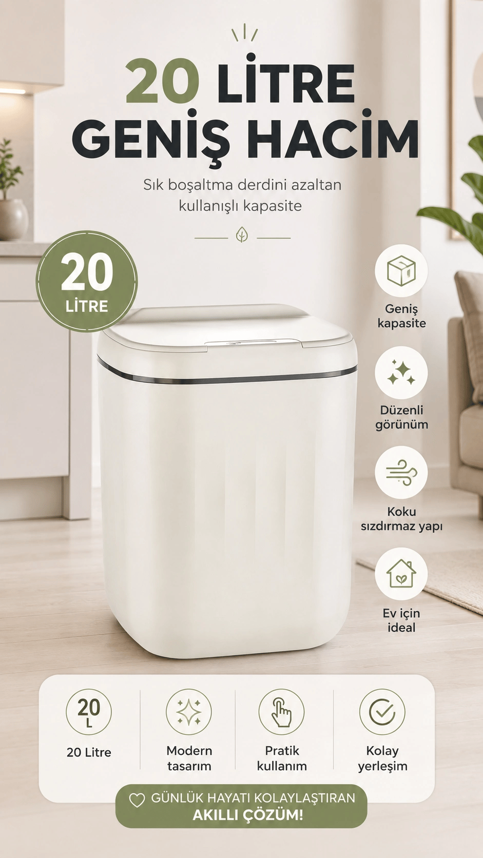 Sensörlü Çöp Kovası 20 Litre