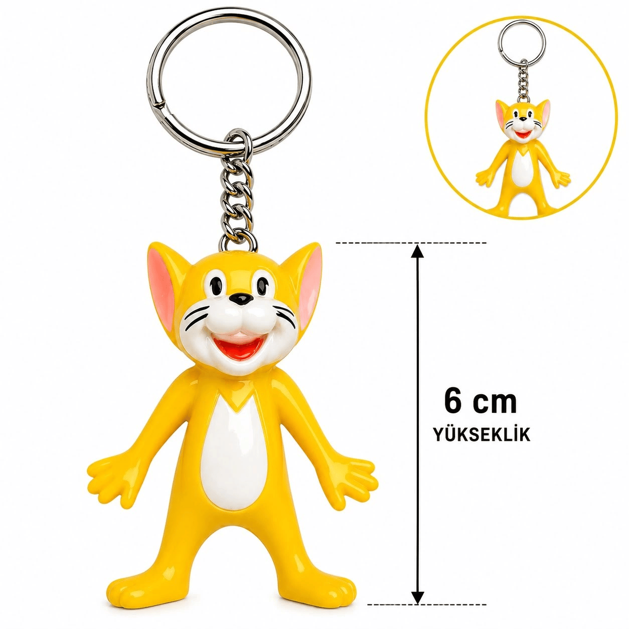 Sevimli Sarı Kedi Figürlü Anahtarlık 6 Cm Bx40