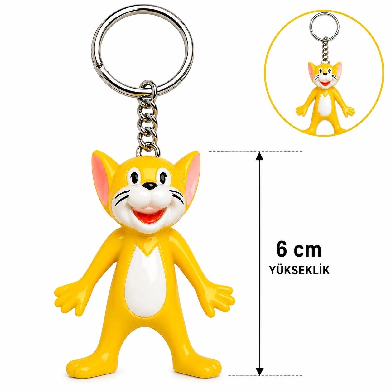 Sevimli Sarı Kedi Figürlü Anahtarlık 6 Cm