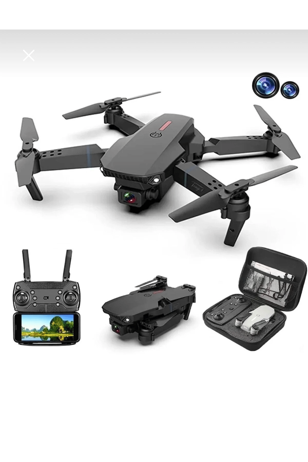 SH Kaydı Gerektirmeyen Drone - Renk: Siyah, Kamera Özelliği: 240P, Uçuş Mesafesi: 0-100M