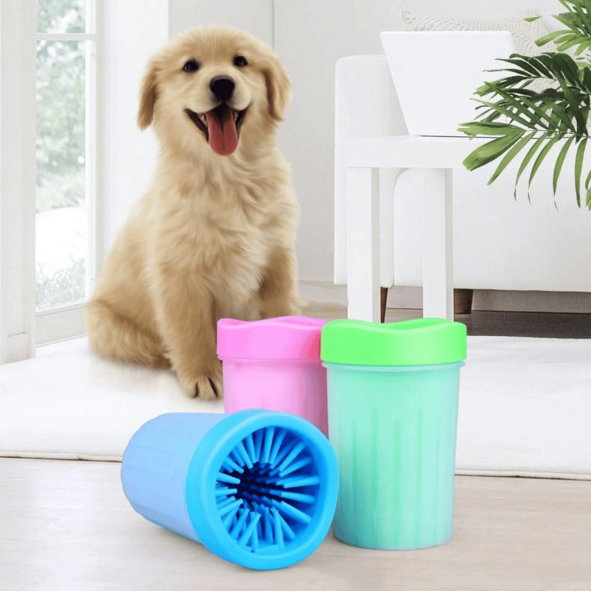 Silikon Jel Fırçalı Kedi Köpek Pati Ayak Yıkama Temizleme Kovası (küçük) Bx40