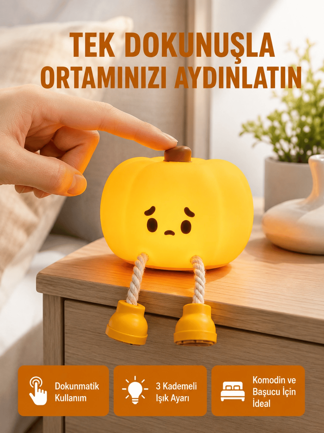 Silikon Pumpkin Night Light Telefon Tutuculu LED Lamba Yeni Nesil