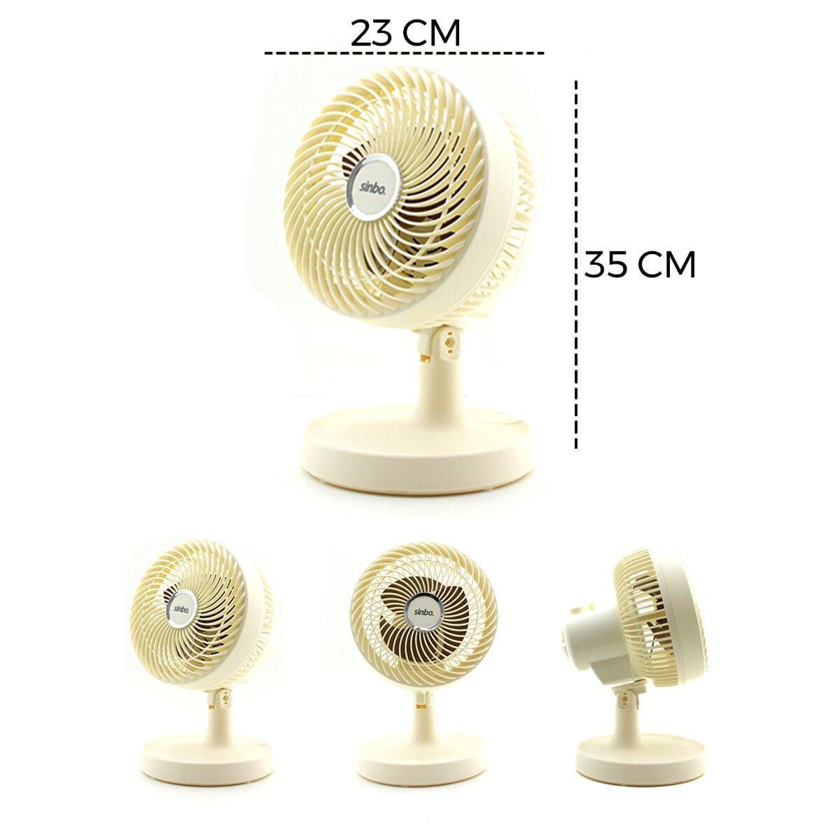 Sinbo Bej Masaüstü Vantilatör - Kompakt - Sessiz - 2 Kademeli