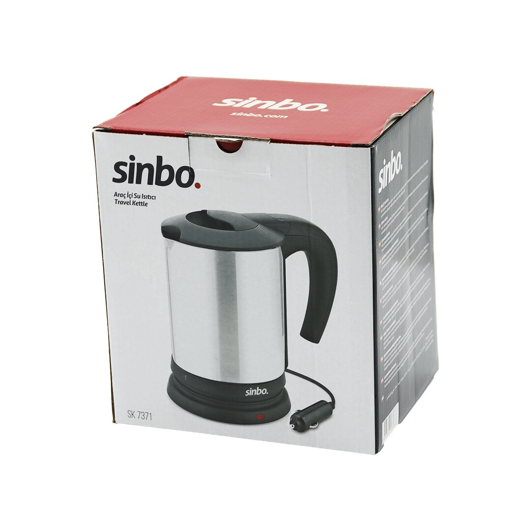 Sinbo Sk-7371  12v  Araç İçi Kettle  Paslanmaz Çelik  Su Isıtıcısı  0.8lt   120w   Çakmaklık Fişli   Plastik Kapak - Kulp Bx40