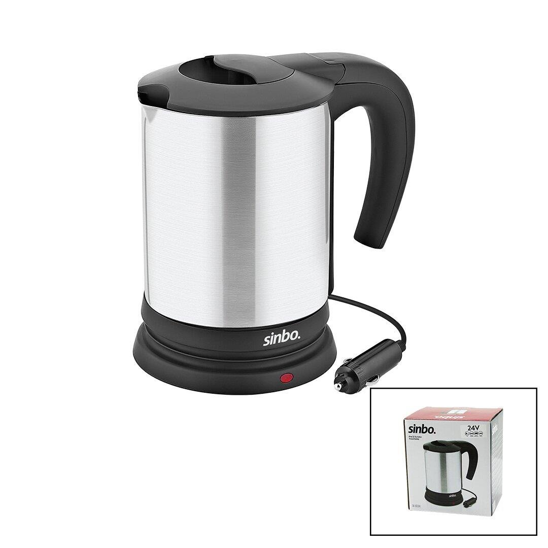 SİNBO SK-8034 24V ARAÇ İÇİ KETTLE PASLANMAZ ÇELİK SU ISITICISI 0.8LT  200W  ÇAKMAKLIK FİŞLİ  PLASTİK KAPAK - KULP (3936)