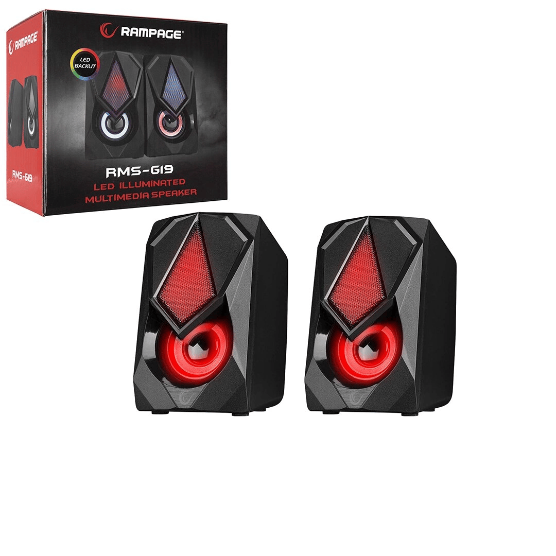 Siyah - Rgb Işıklı 1+1 Hoparlör Speakaer Set Usb Kablo 2.0 Multimedya - 5w Bx40