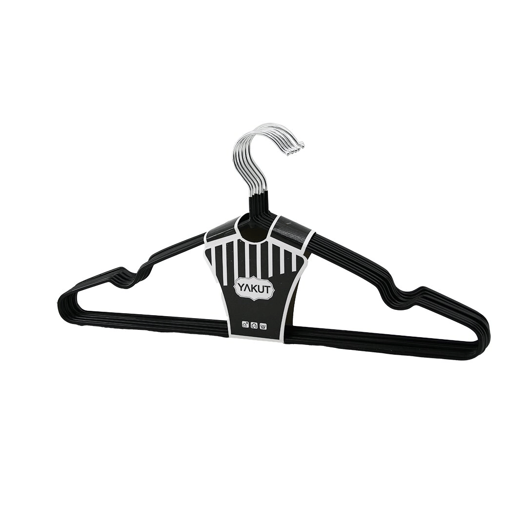 Siyah 10pcs Silikon Kaplamalı Metal Elbise Askısı Bx40