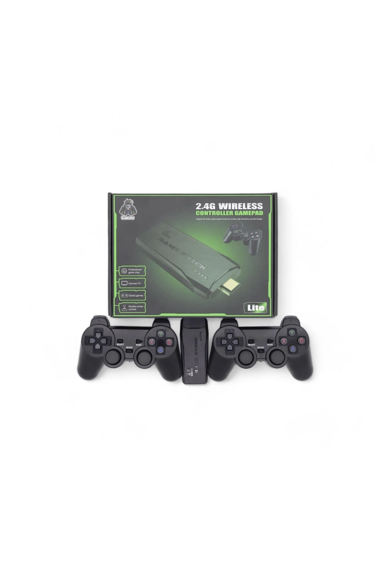 Siyah 2.4G kablosuz oyun kolu gamepad çiftli set Bluetooth özelliği olmadan - Elektronik