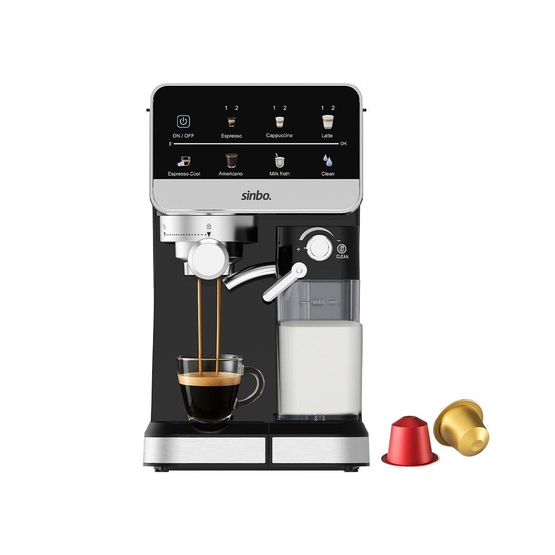 SİYAH ESPRESSO KAHVE MAKİNESİ 7 FARKLI KAHVE 1.5LT SU HAZNE - 500ML SÜT HAZNE SCM-2996 (3936)