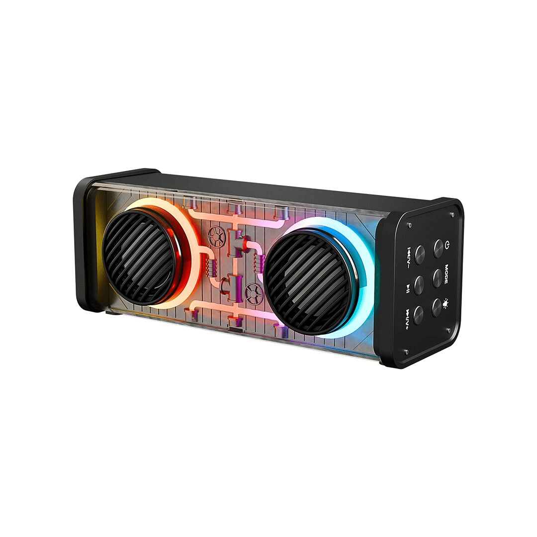 Siyah Kablosuz Hoparlör - Speaker Taşınabilir Mp3 Işıklı Usb Şarjlı Bt - Aux - Tes 10 Mt Menzil 1200mah Pil - 10w Bx40