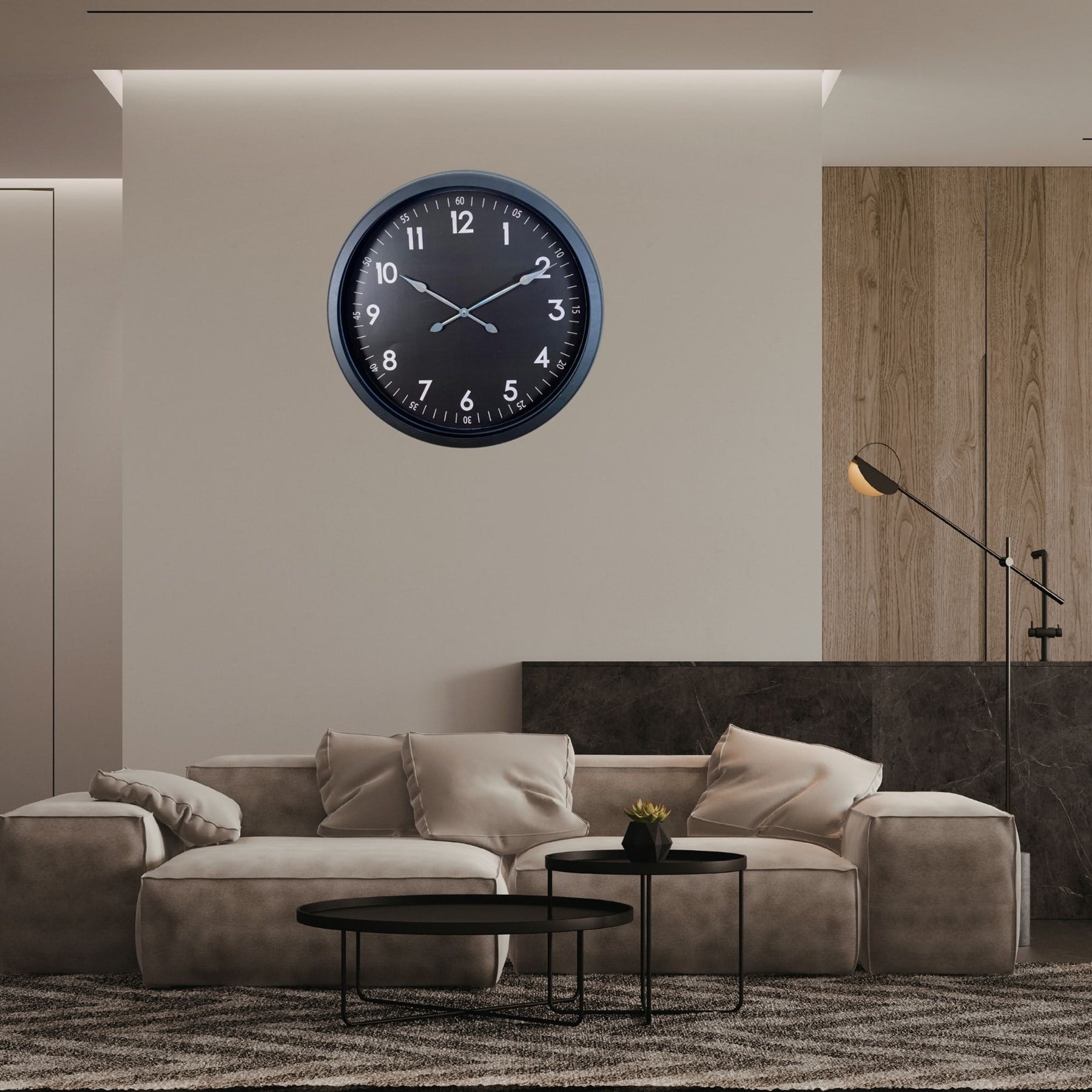 Siyah Klasik 60 x 60 Cm Metal Duvar Saati