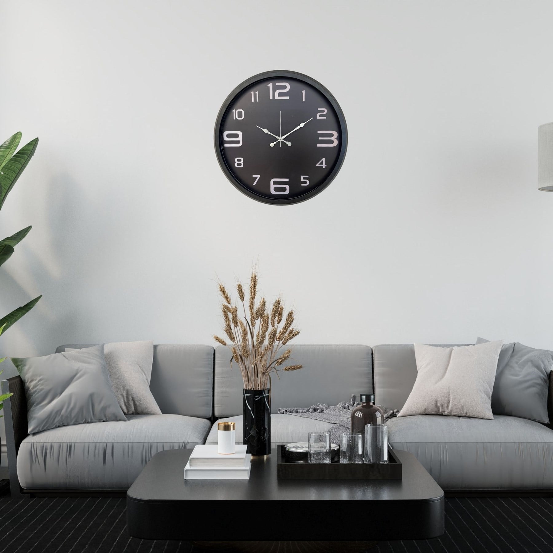 Siyah Modern 52 x 52 Cm Duvar Saati