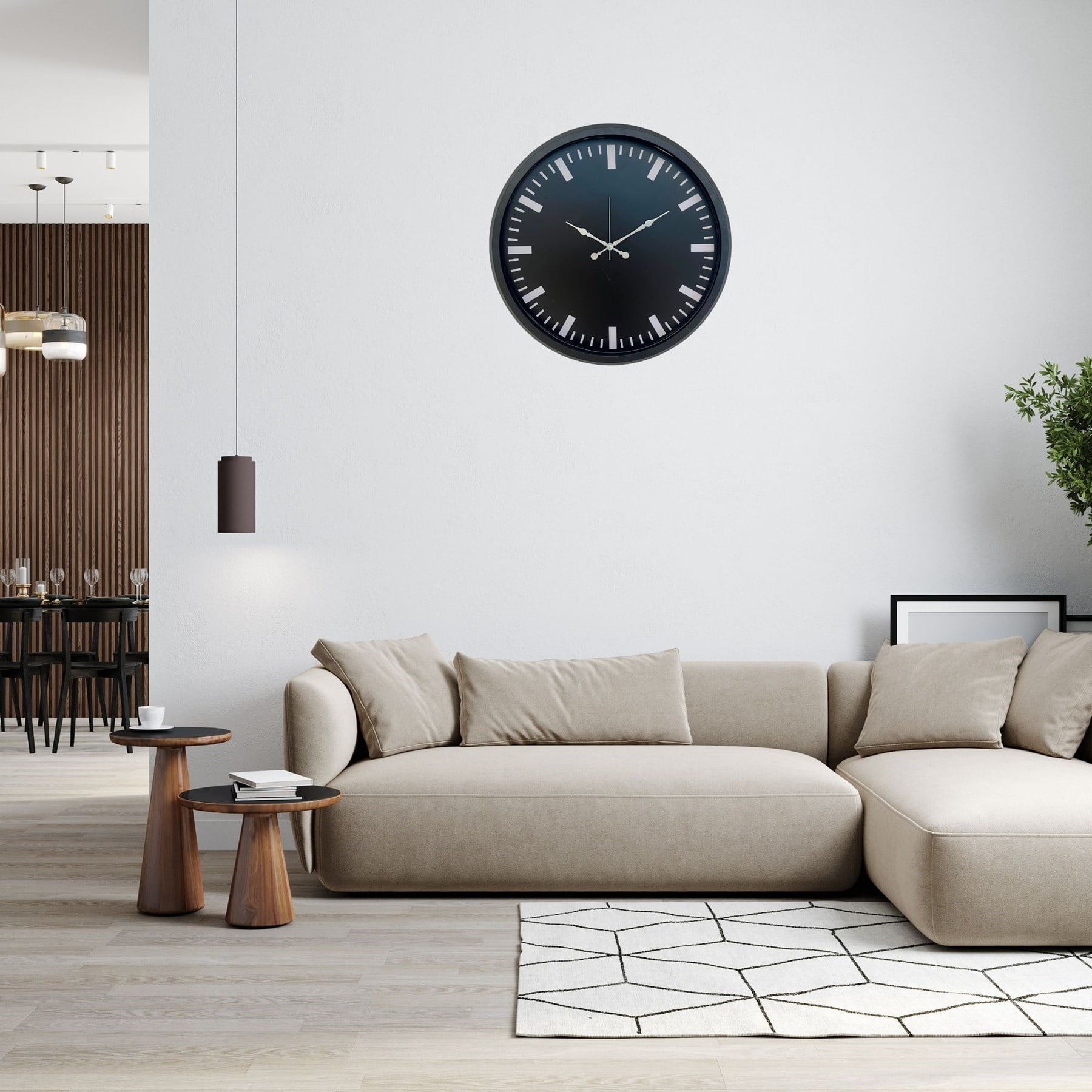 Siyah Sade & Şık 52 Cm Duvar Saati