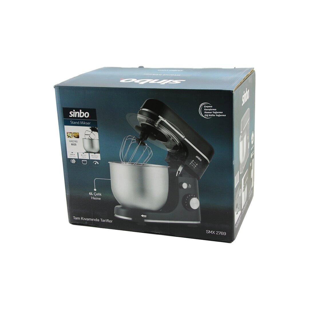 Siyah Standlı Mikser Çırpıcı - Hamur Yoğurucu - Karıştırıcı 8 Kademe Hız Ayar 6l Çelik Hazne 1300w Smx-2769 Bx40