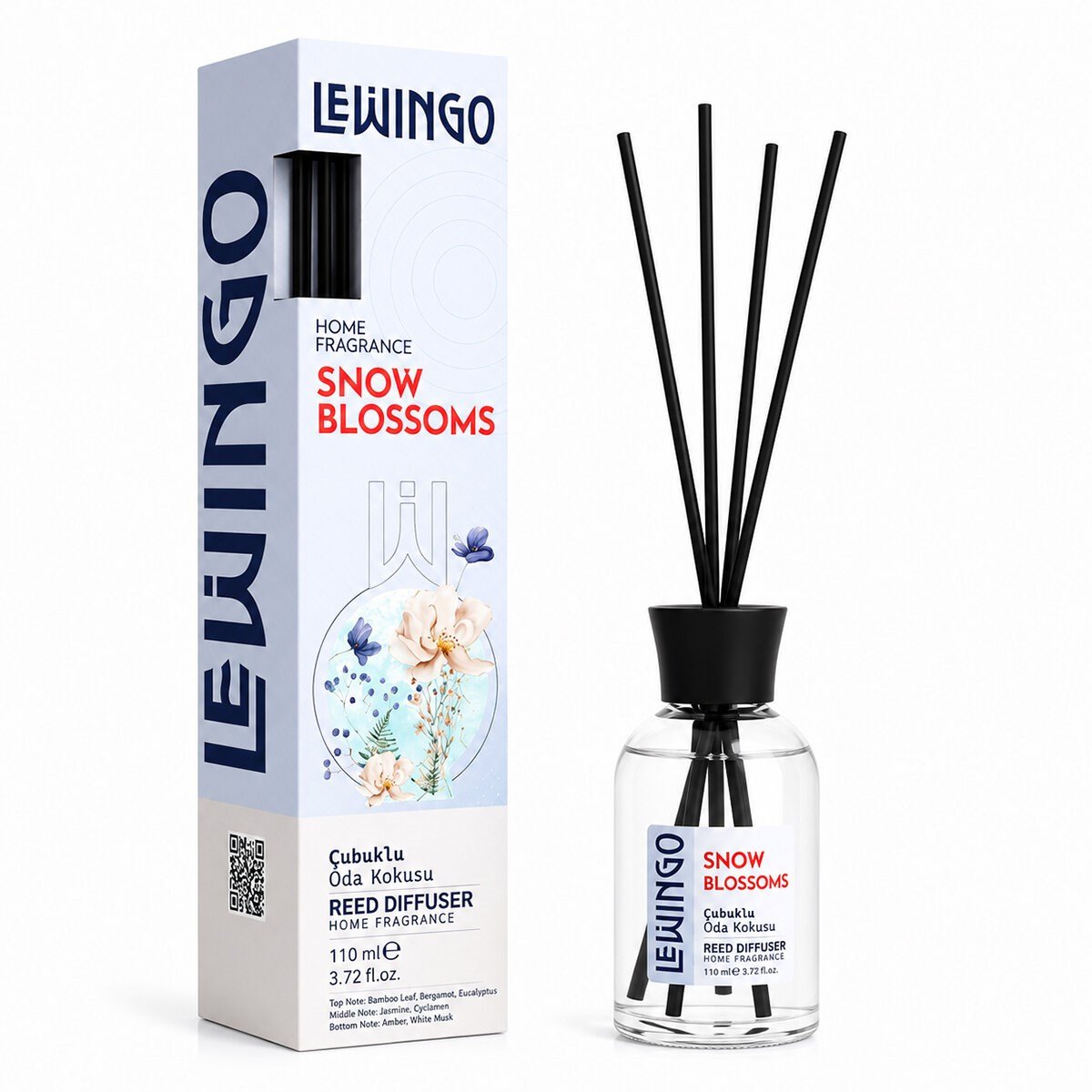 Snow Blossoms Bambu Çubuklu Oda Kokusu - 110 ml - Cam Şişe