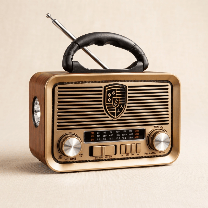 Solar Panelli LED Fenerli FM Radyo - Nostaljik Tasarım - Şarjlı - Bluetooth Özellikli
