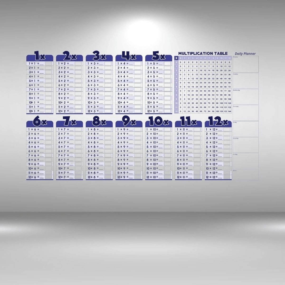 Statik Akıllı Kağıt Ingilizce Çarpım Tablosu 100x56 Cm(1 Adet Silgili Kalemli) Bx40