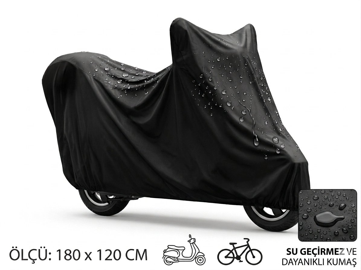 Su ve Toz Geçirmez Motosiklet ve Scooter Koruma Brandası 180x120 cm