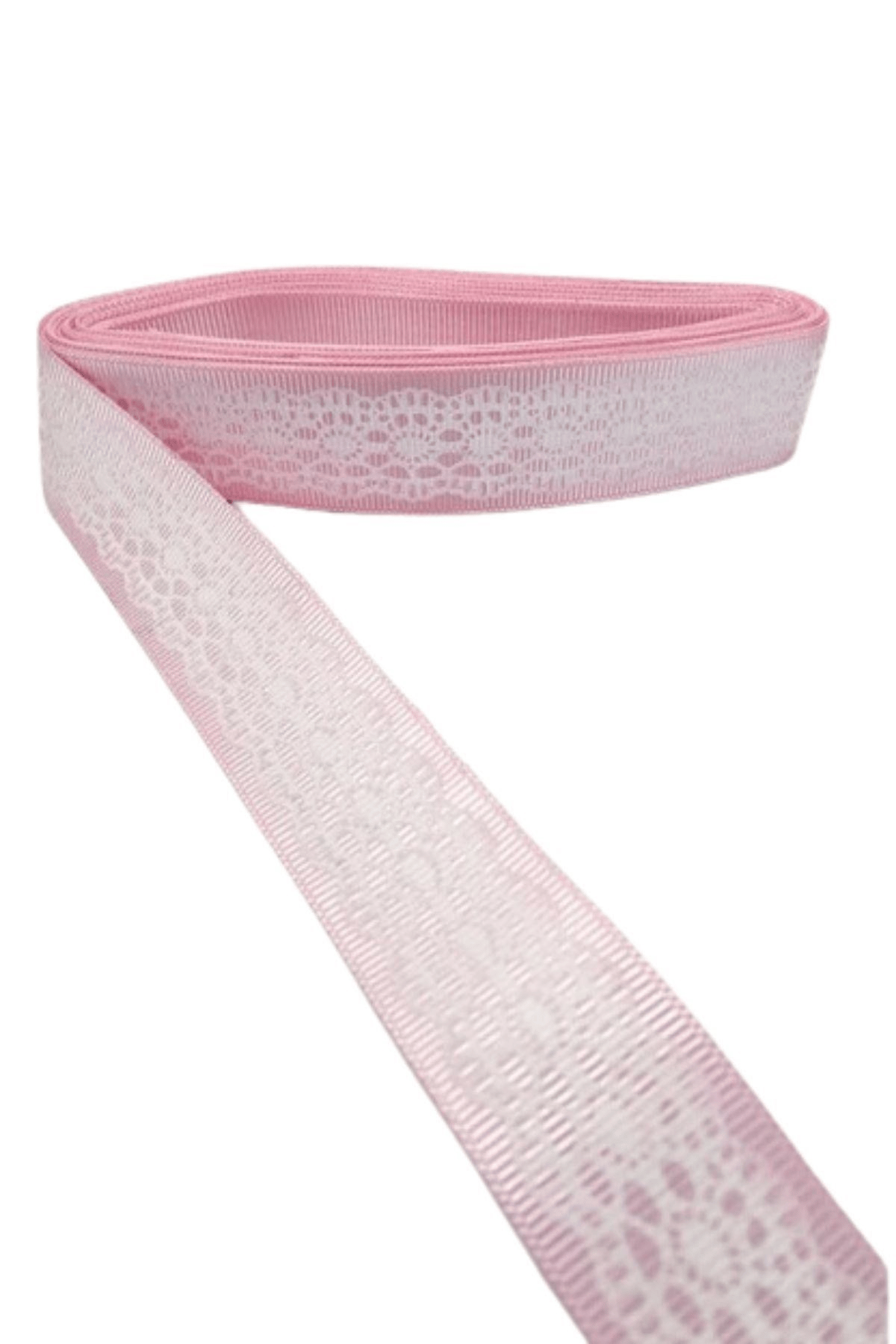 Tafta Dantel Görünümlü Kurdele Pembe 25 Mm 1 Metre