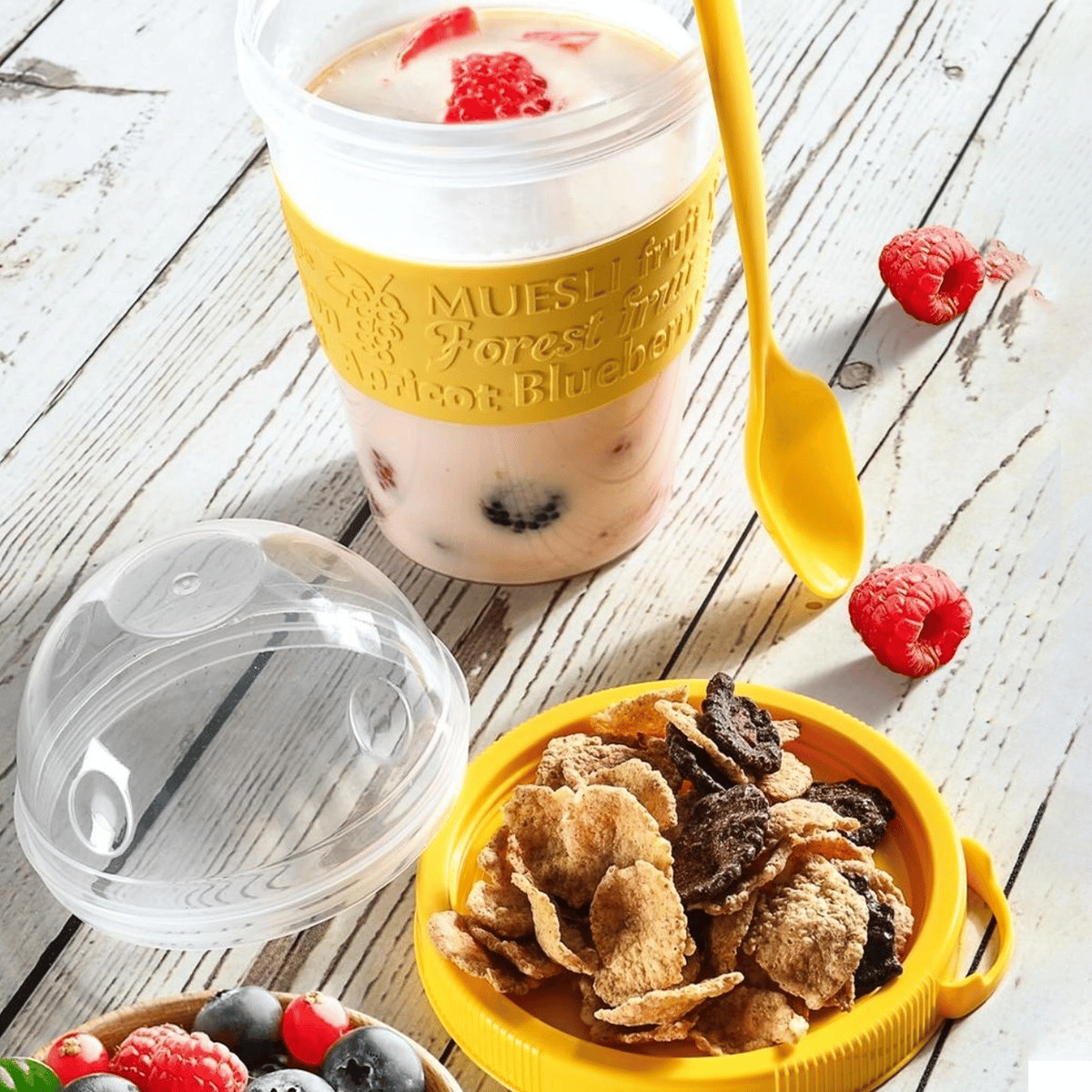 Take'n Go Kapaklı Kaşıklı Pratik Taşınabilir Meyveli Yoğurt Kabı Bx40