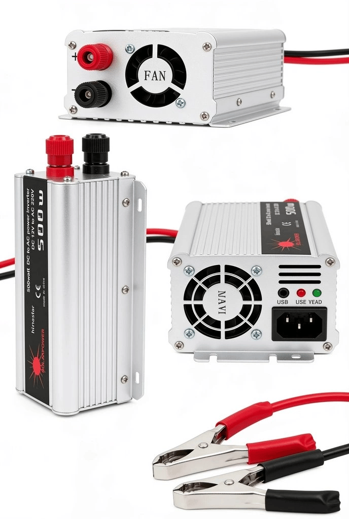 Taşınabilir 500W 12V DC 220V AC İnverter USB Çıkışlı Fanlı Akü Dönüştürücü Araç Karavan