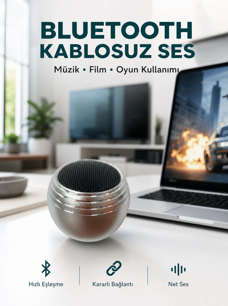 Taşınabilir Bluetooth Hoparlör Yüksek Ses Kaliteli Mini Tasarım Yeni Nesil