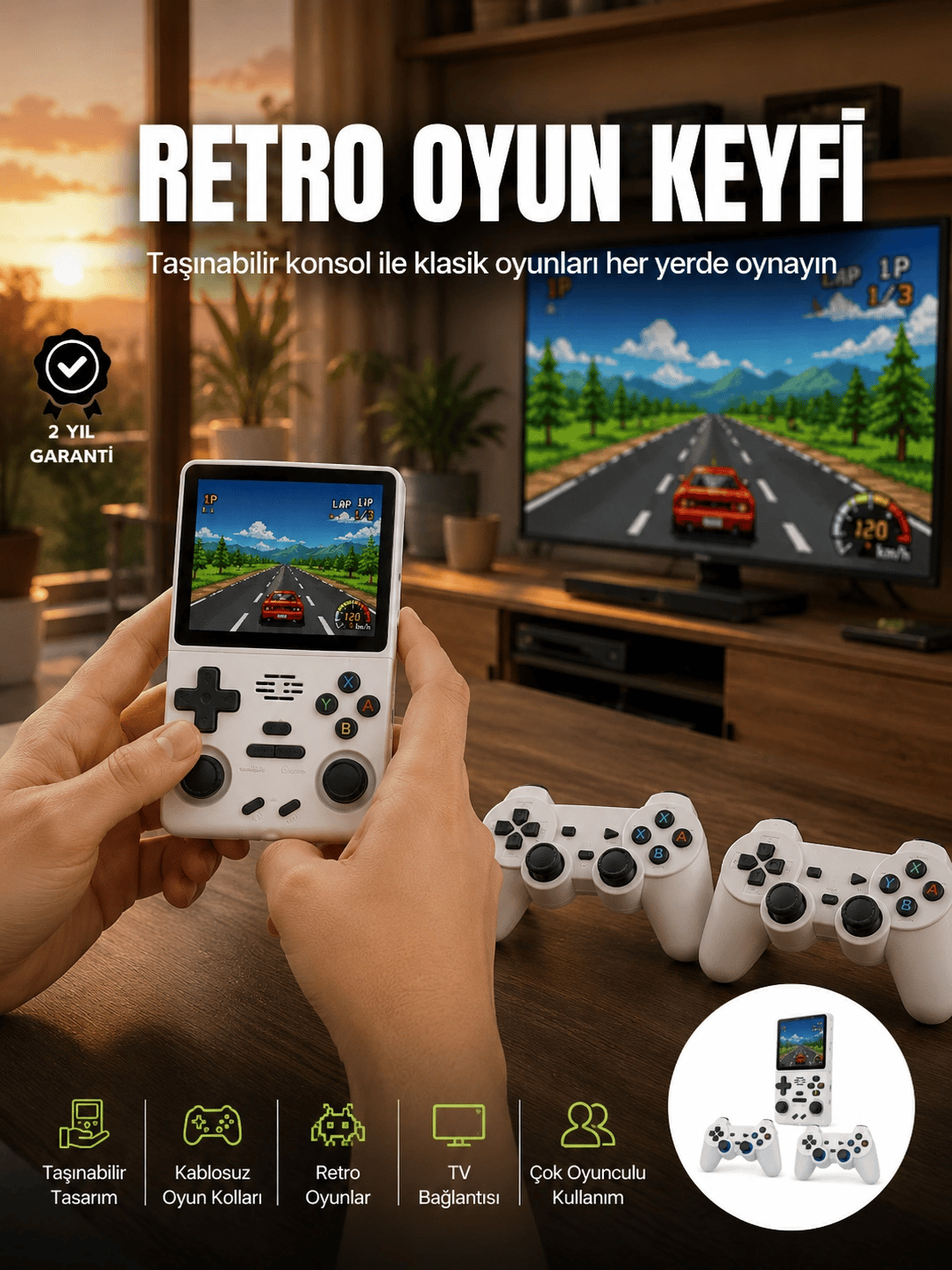 Taşınabilir El Konsolu Kablosuz Gamepadli Yeni Nesil