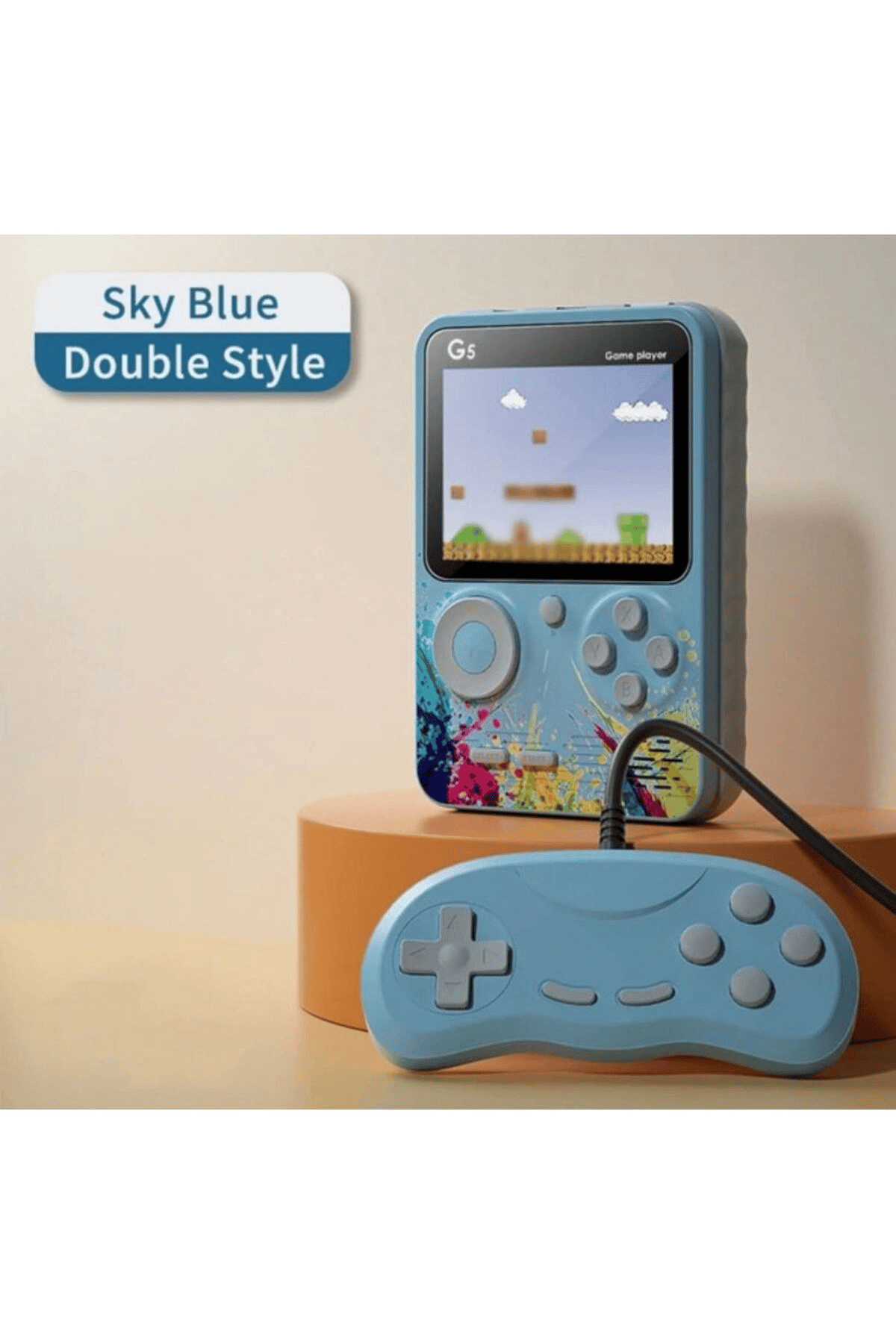 Taşınabilir mini el oyun konsolu 500 oyunlu Bluetooth bağlantılı mavi renkli gamepad