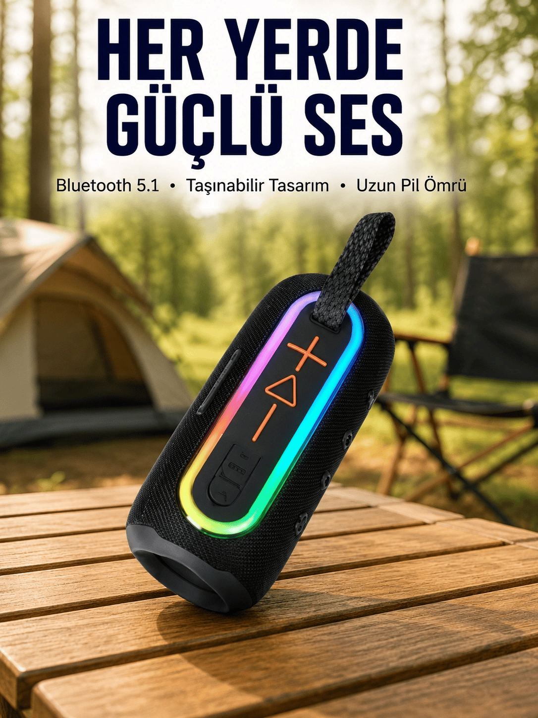 Taşınabilir Şarjlı Bluetooth Hoparlör Güçlü Bas Yeni Nesil
