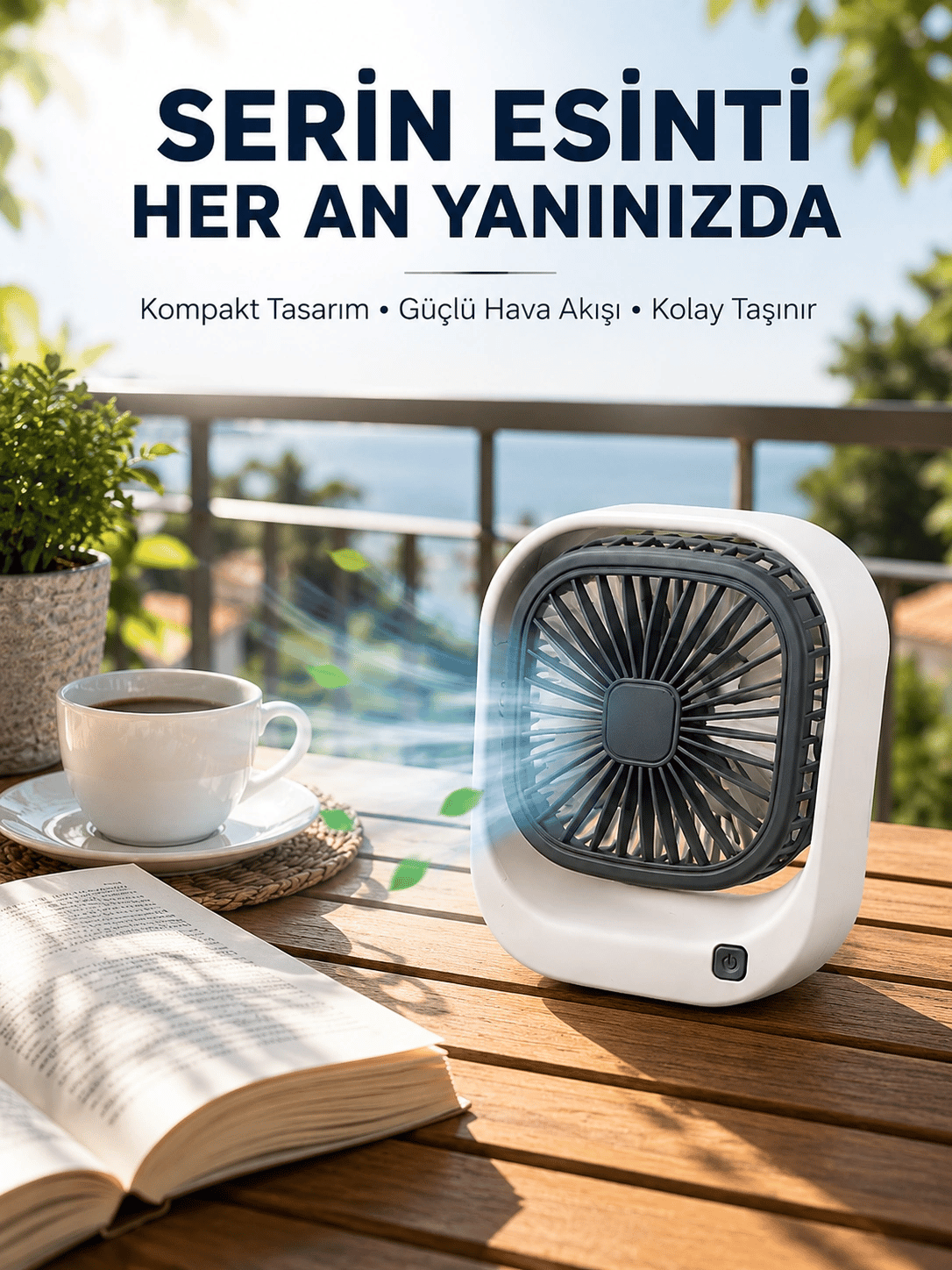 Taşınabilir Şarjlı Masa Fanı Sessiz ve Güçlü Fan Sistemli