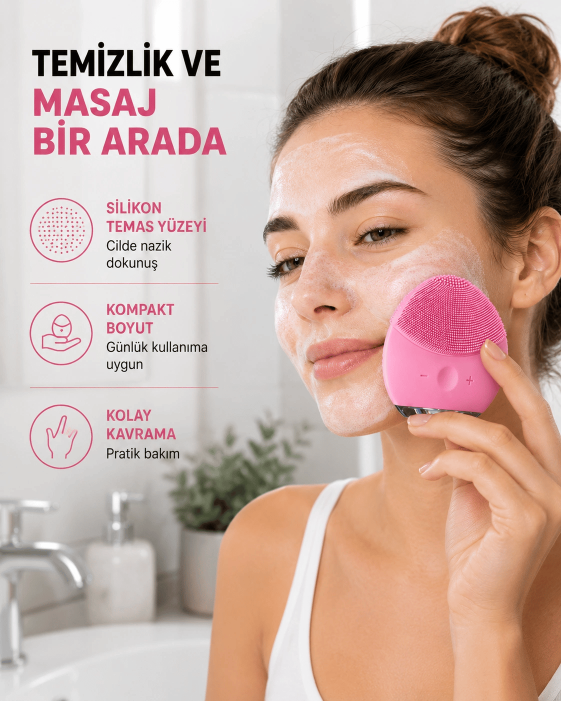 Taşınabilir Silikon Masaj Aleti – Derin Temizlik, Yüz ve El Kullanımına Uygun Yeni Nesil