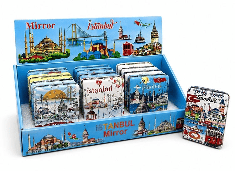 Taşlı İstanbul Temalı Kalın El Aynası Alk5822