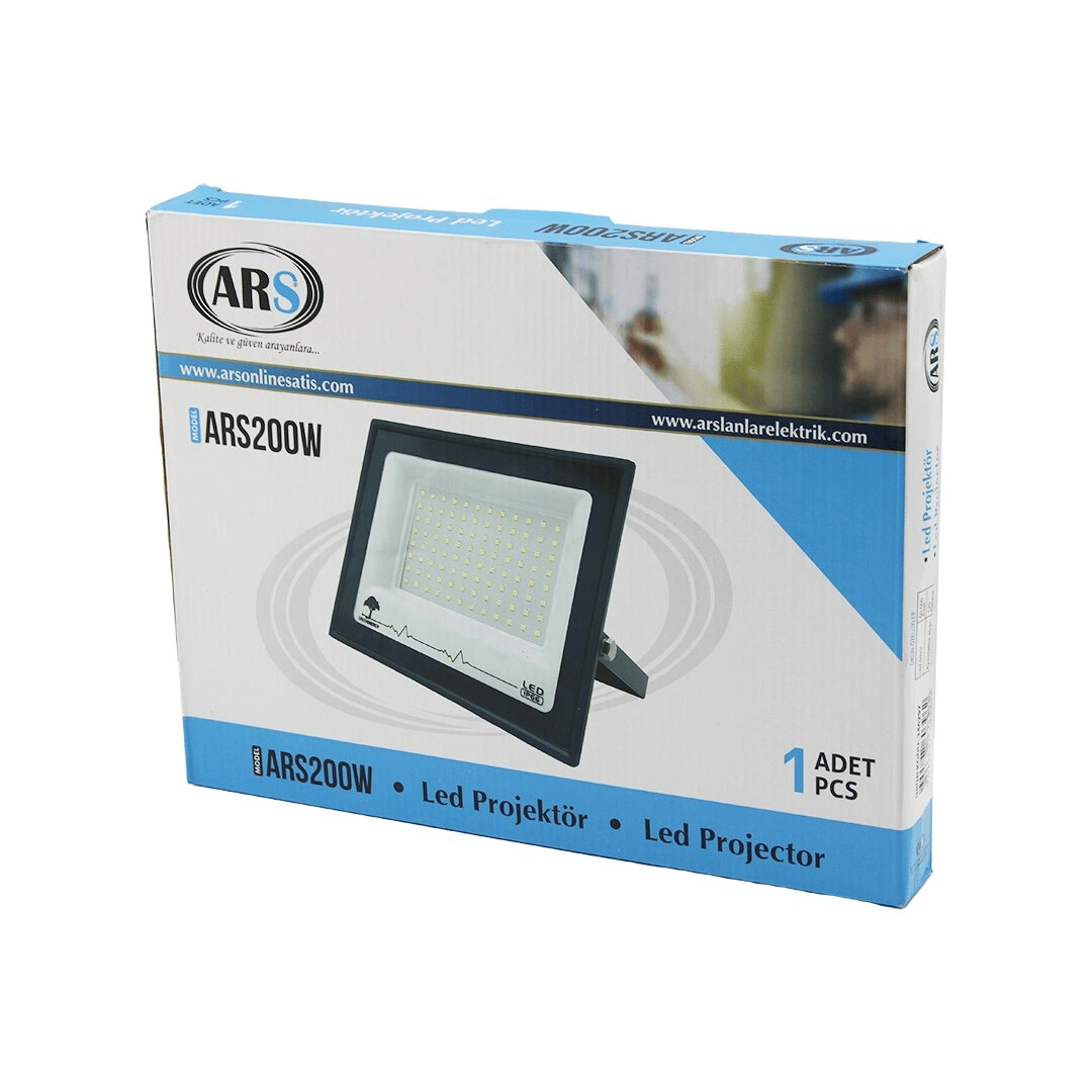 Tekli 200w Led Projektör  29x22cm Aydınlatma Açısı: 120 Derece 50.000 Saat Ömür Model-ars200w Bx40