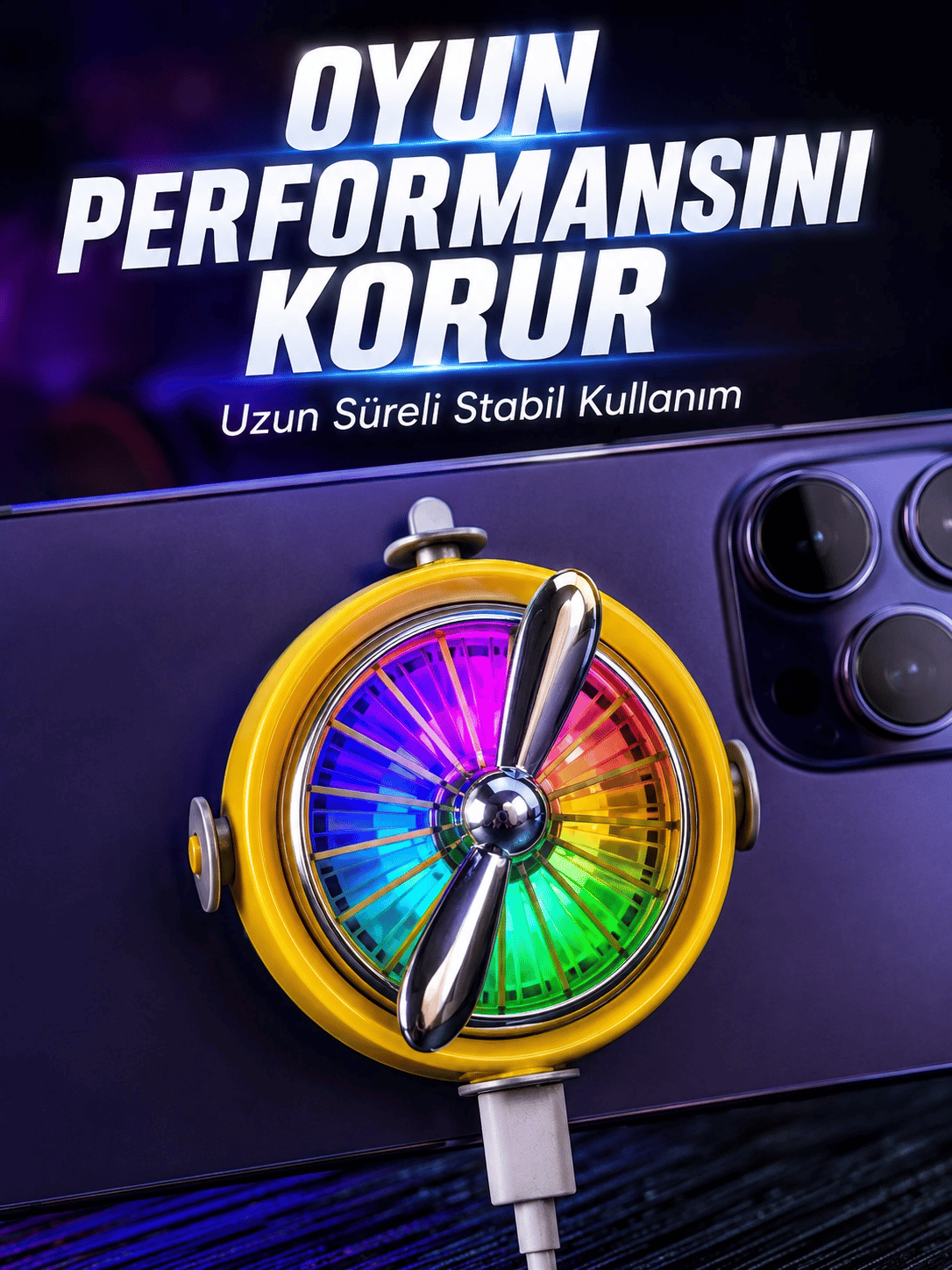 Telefon İçin RGB LED Manyetik Soğutma Fanı