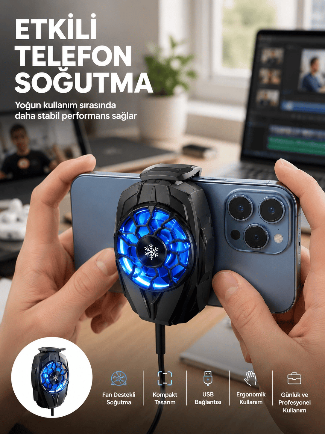 Telefon Soğutucu Fan Güçlü Motor Radyatör Cep Telefon Soğutma