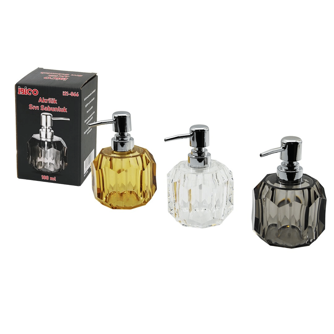 Tombul Yuvarlak - Prizma  Şeffaf - Renkli   Akrilik - Mika Kristal  Sıvı Sabunluk  180ml Bx40