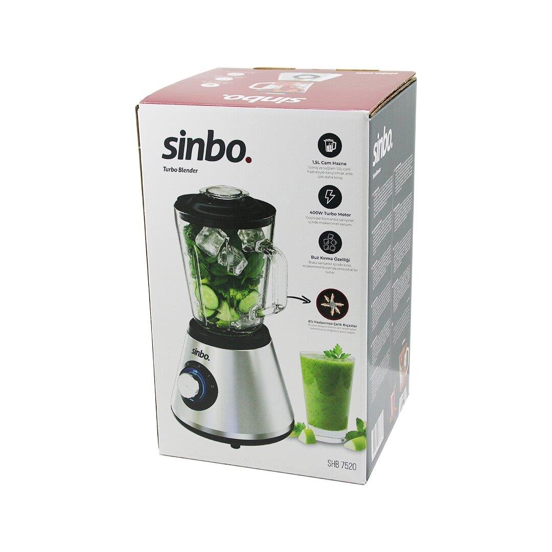 TURBO DOĞRAYICI BLENDER BUZ KIRICI 6LI BIÇAK=PASLANMAZ ÇELİK - 1.5LT CAM HAZNE 2 KADEME HIZ 400W 18000 DEVİR/DK HAZNE=1.6LT SHB-7520 (3936)