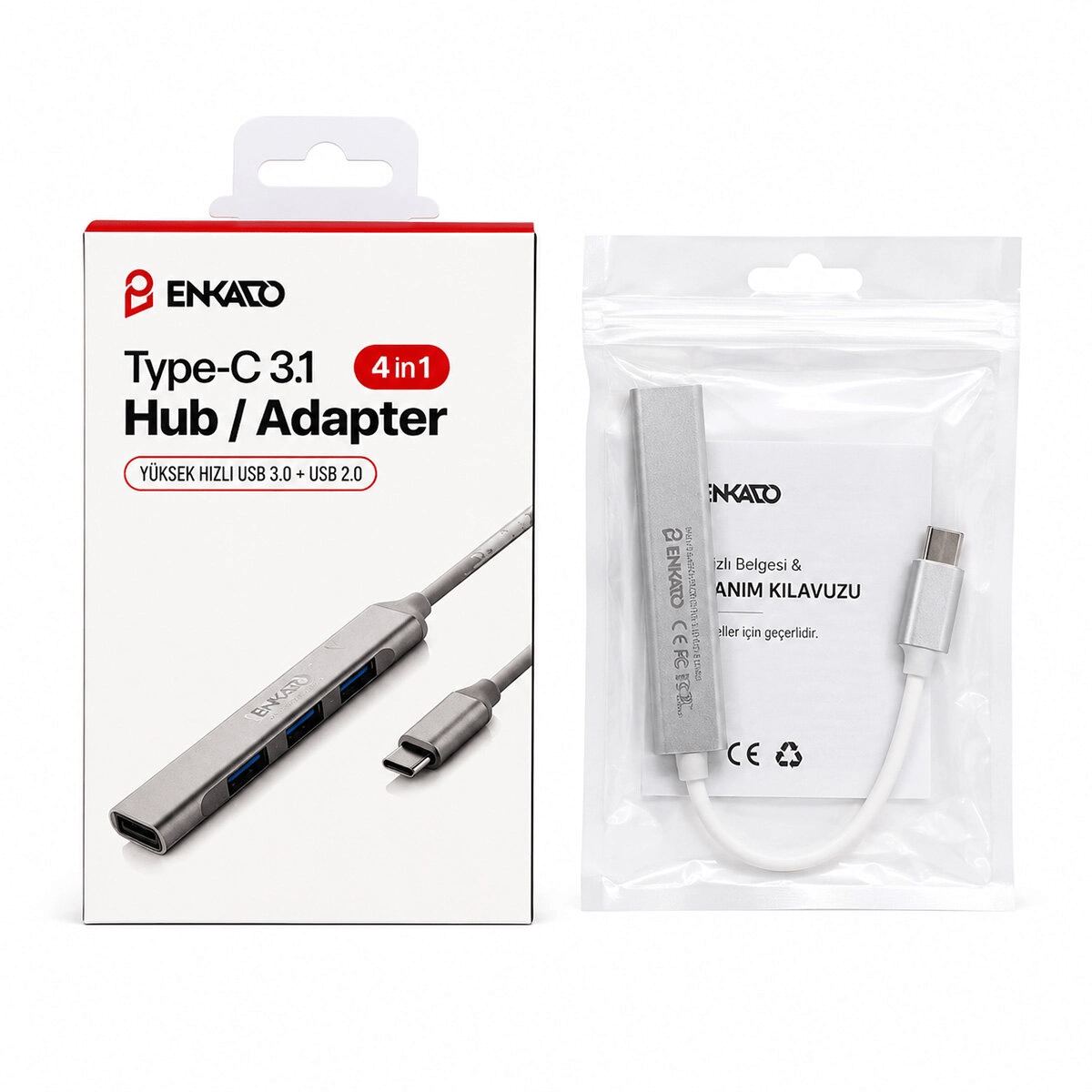 Type-c 3.1 Giriş 4ın1 Usb Çoğaltıcı 4 Anahtarlı Port - Hı-speed Usb 3.0 - Usb 2.0 Hub Adaptör Ekd-tp50 Bx40