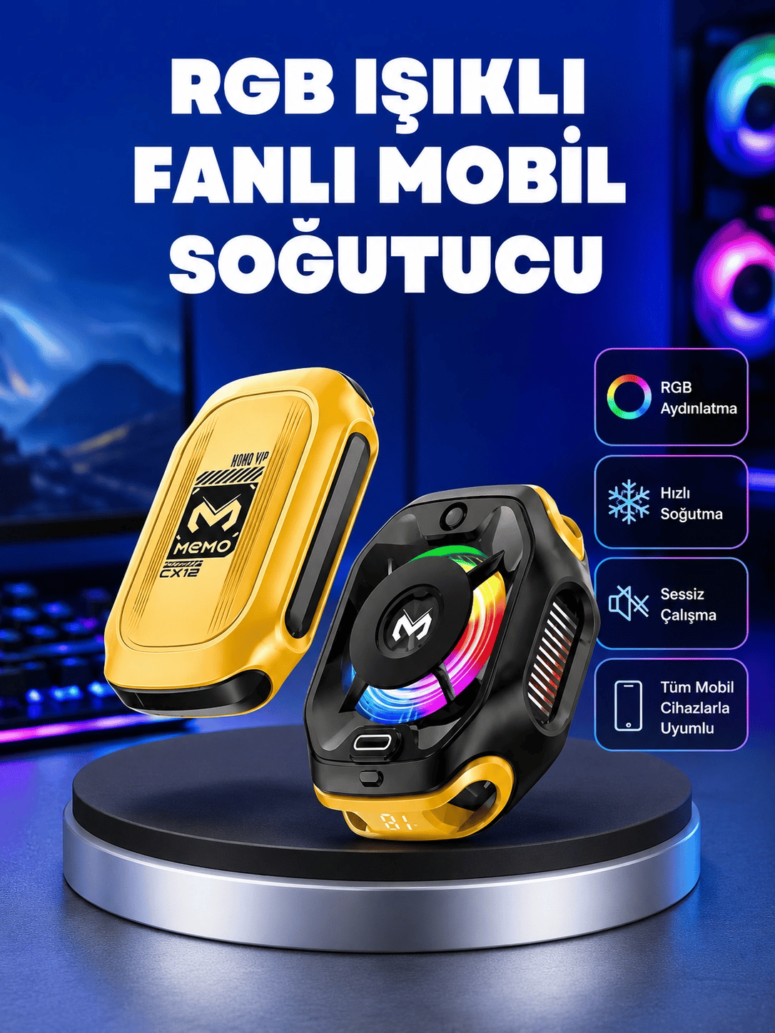 Type-C Girişli AI Modlu Yüksek Performanslı Telefon Soğutucu Yeni Nesil