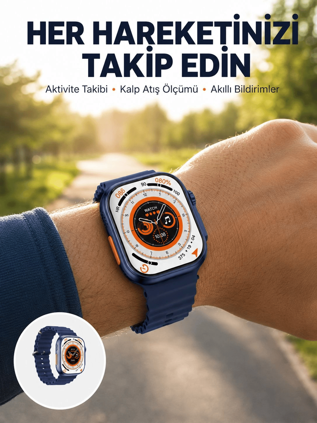 Ultra Akıllı Saat 2.05 İnç Büyük Ekran Bluetooth Aramalı IP67 Yeni Nesil