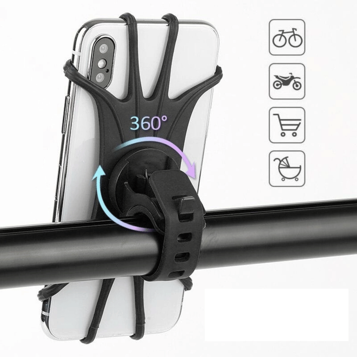 Universal Bisiklet Motosiklet Çocuk Arabası Silikon 360 Derece Telefon Tutucu Tüm Modellerle Uyumlu Bx40