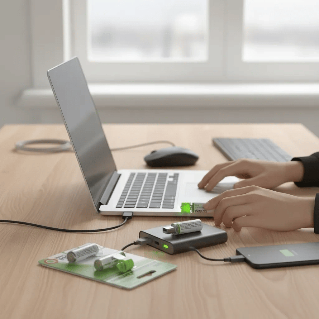 Usb ile Şarj Olabilen 2 li 1450 mah Lityum Kalın Şarjlı Kalem Pil