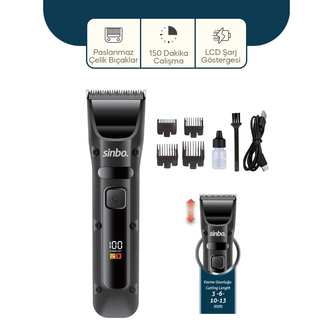 Usb Şarjlı - Lcd Göstergeli Saç - Sakal Kesme Traş Makinesi Shc-1911 Bx40